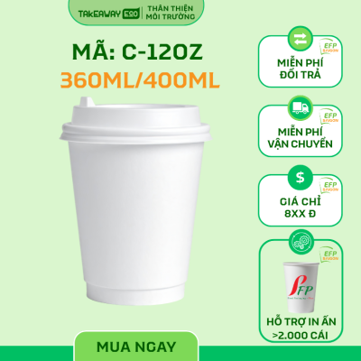 Ly giấy 12oz - 360ml (Ly giấy dùng nóng/lạnh)